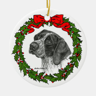 German Shorthair Pointer Art by Glenda S. Harlan Ceramic Tree Decoration