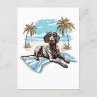 German shorthair pointer at the beach
