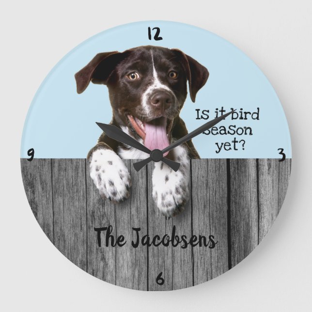 German Shorthair Pointer "Bird Season" Large Clock (Front)