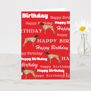 German Shorthair Pointer Birthday Card,, Red Card