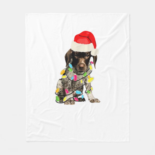 German Shorthair Pointer Christmas Design  Fleece Blanket (Front)