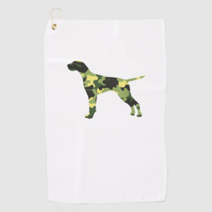 German Shorthair Pointer _ Dog Camouflage Silhouet Golf Towel
