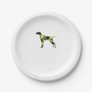 German Shorthair Pointer _ Dog Camouflage Silhouet Paper Plate