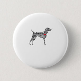 German Shorthair Pointer I GSP Dog Mum I Love Hear 6 Cm Round Badge