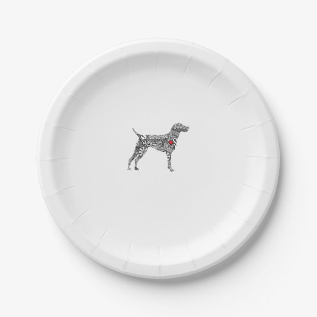 German Shorthair Pointer I GSP Dog Mum I Love Hear Paper Plate (Front)