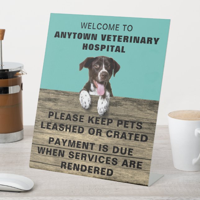 German Shorthair Pointer Puppy Veterinarian  Pedestal Sign (In SItu)