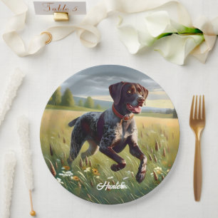 German Shorthair Pointer Running Paper Plate