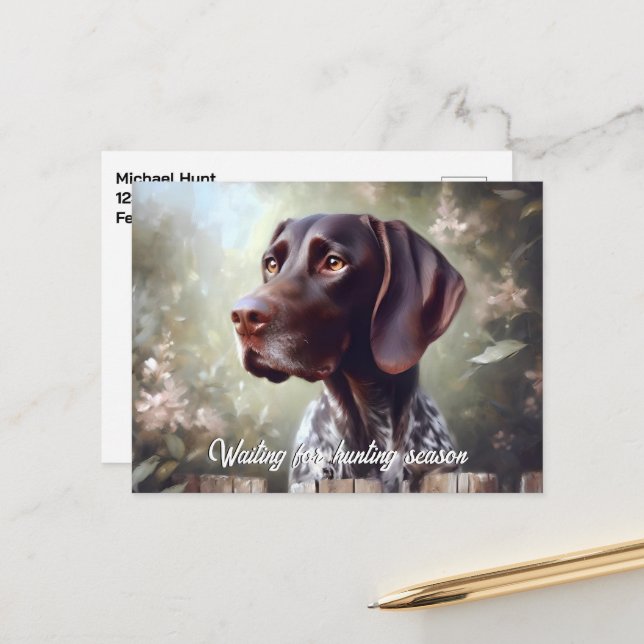 German Shorthair Pointer Waiting Postcard (Front/Back In Situ)