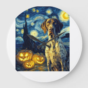 German Shorthaired Pointer 1 Cute Dog Halloween Ja Large Clock