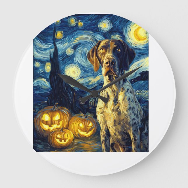 German Shorthaired Pointer 1 Cute Dog Halloween Ja Large Clock (Front)