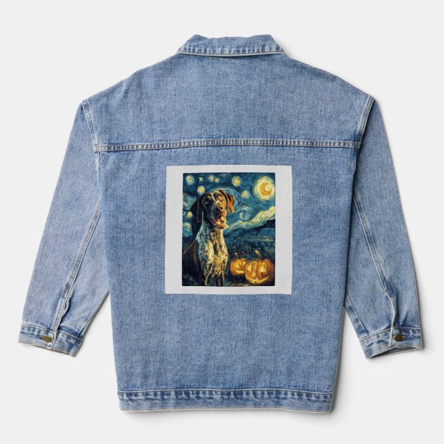 German Shorthaired Pointer 2 Cute Dog Halloween Ja Denim Jacket (Back)