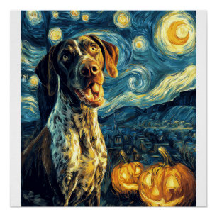 German Shorthaired Pointer 2 Cute Dog Halloween Ja Poster