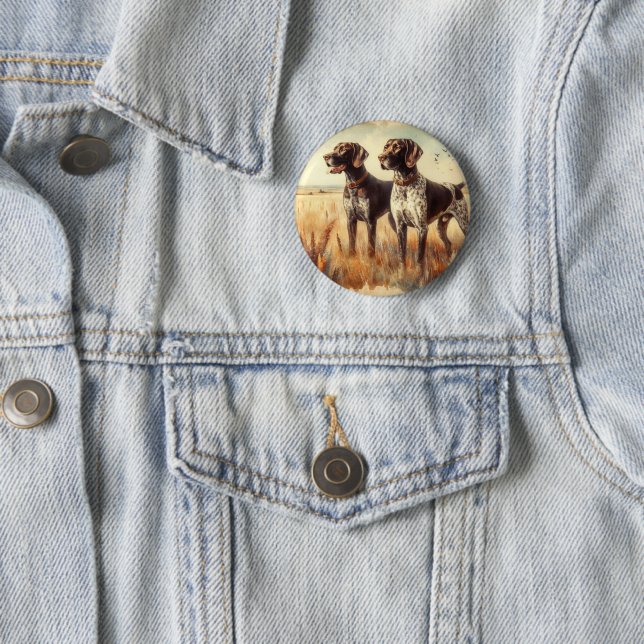 German Shorthaired Pointer 6 Cm Round Badge (In Situ)