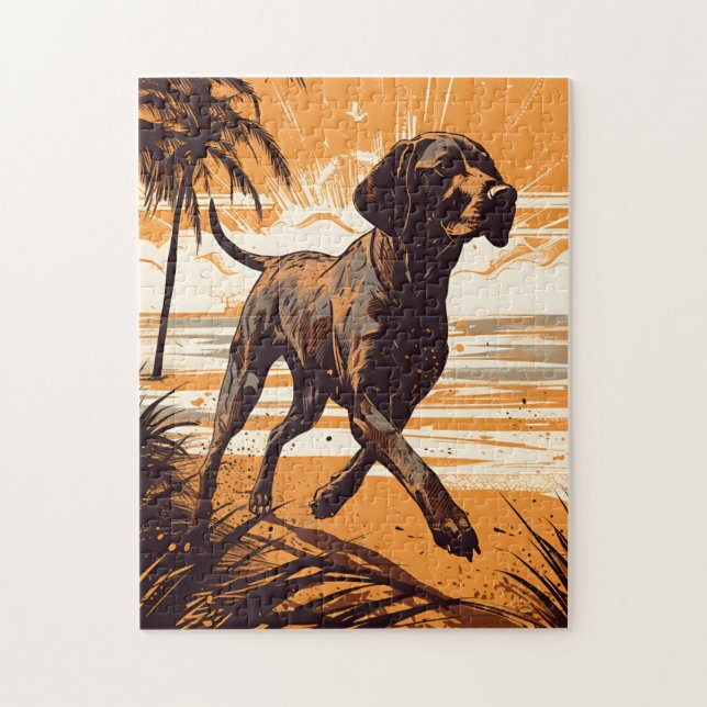 German Shorthaired Pointer at a beach Jigsaw Puzzle (Vertical)