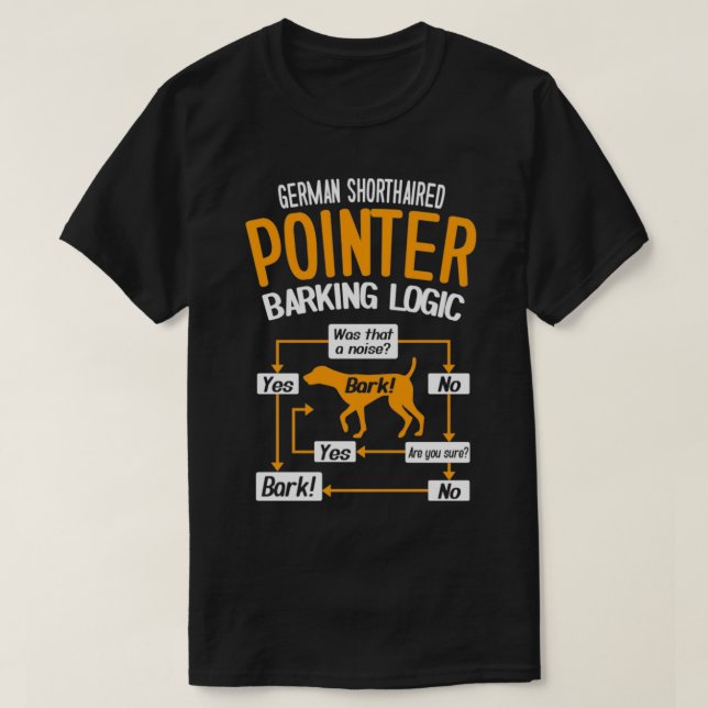 German Shorthaired Pointer Barking Logic Funny Dog T-Shirt (Design Front)