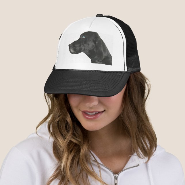 german shorthaired pointer black trucker hat (In Situ)