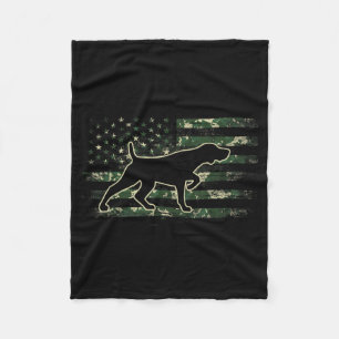 German Shorthaired Pointer Camo American Flag USA Fleece Blanket