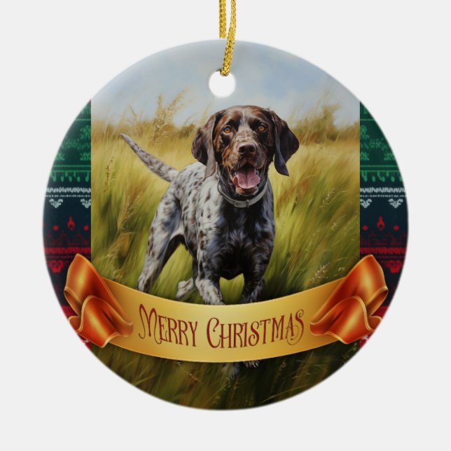 German Shorthaired Pointer Ceramic Tree Decoration (Front)