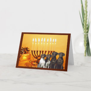 German Shorthaired Pointer Chanukah Card Menorah2
