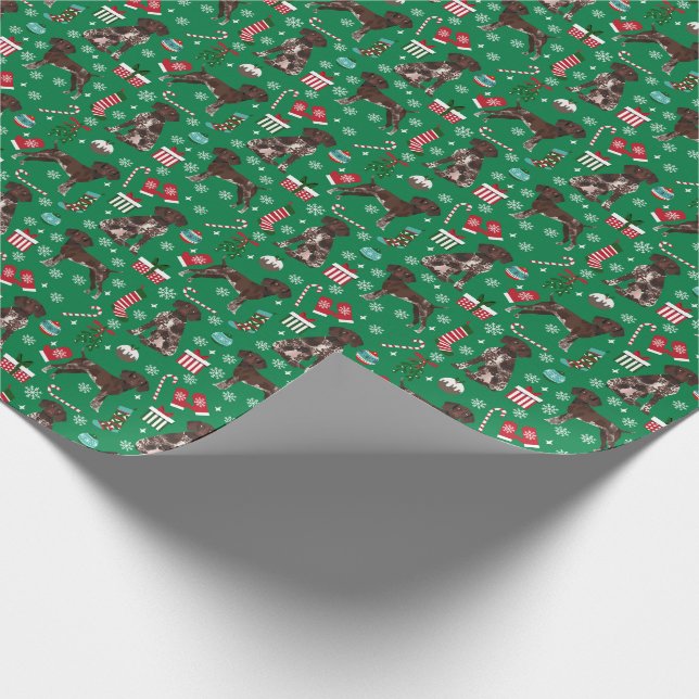 German Shorthaired Pointer christmas dog Wrapping Paper (Corner)