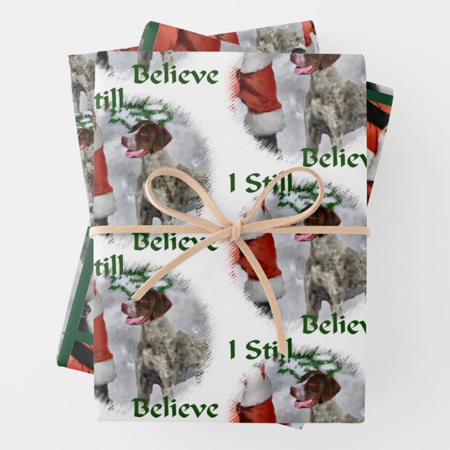 German Shorthaired Pointer Christmas Wrapping Paper Sheet (In situ)