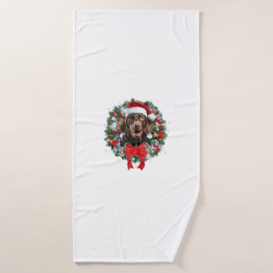 German Shorthaired Pointer Christmas Wreath Decora Bath Towel