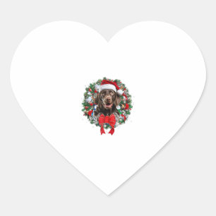 German Shorthaired Pointer Christmas Wreath Decora Heart Sticker