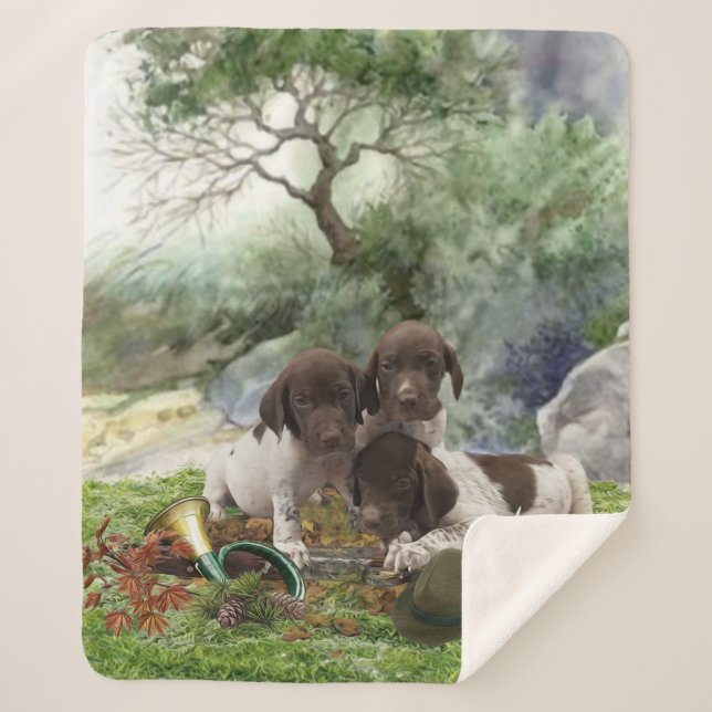 German Shorthaired Pointer cute  puppies       Sherpa Blanket (Front)