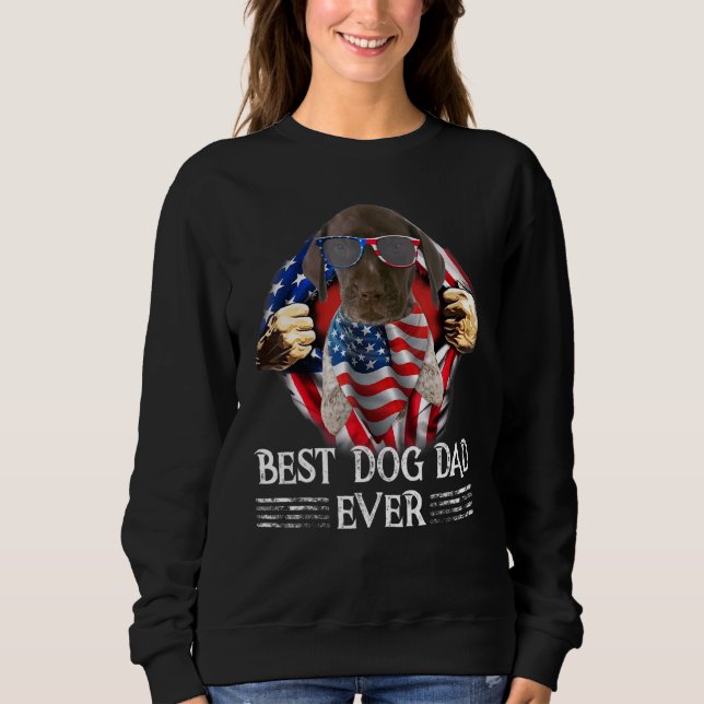 German Shorthaired Pointer Dad American Flag 4th O Sweatshirt (Front)