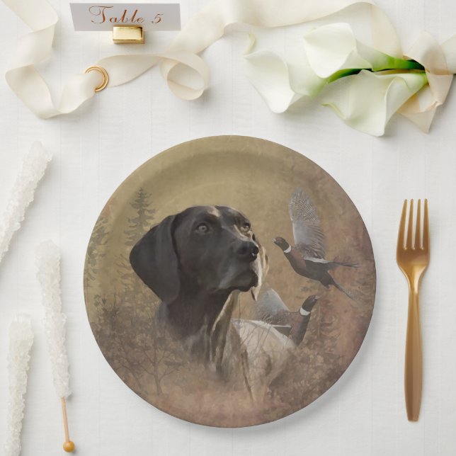 German Shorthaired Pointer ,Deutsch Kurzhaar  Pape Paper Plate (Wedding)