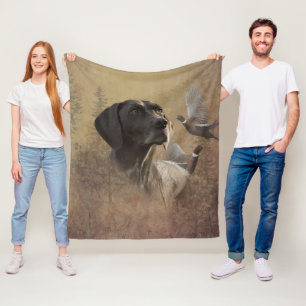German Shorthaired Pointer ,Deutsch Kurzhaar Tapes Fleece Blanket