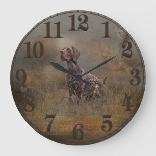 German Shorthaired Pointer ,Deutsch Kurzhaar Tapes Large Clock
