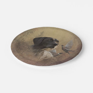 German Shorthaired Pointer ,Deutsch Kurzhaar Tapes Paper Plate