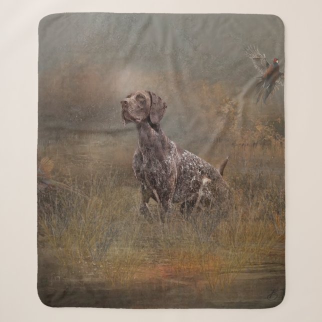 German Shorthaired Pointer ,Deutsch Kurzhaar Tapes Sherpa Blanket (Front)