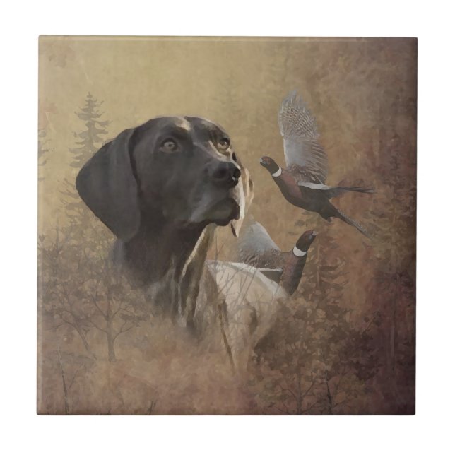 German Shorthaired Pointer ,Deutsch Kurzhaar Tapes Tile (Front)