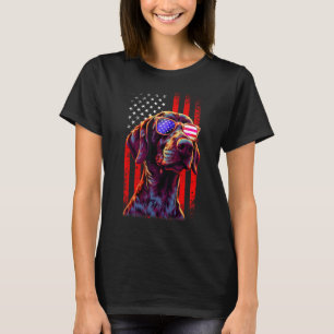 German Shorthaired Pointer Dog American Flag 4th O T-Shirt