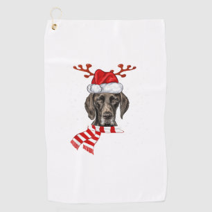 German Shorthaired Pointer Dog Antlers Santa Chris Golf Towel