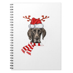 German Shorthaired Pointer Dog Antlers Santa Chris Notebook