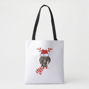 German Shorthaired Pointer Dog Antlers Santa Chris Tote Bag