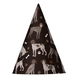 German Shorthaired Pointer Dog Bone and Paw Print Party Hat