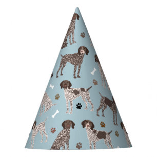 German Shorthaired Pointer Dog Bone and Paw Print Party Hat