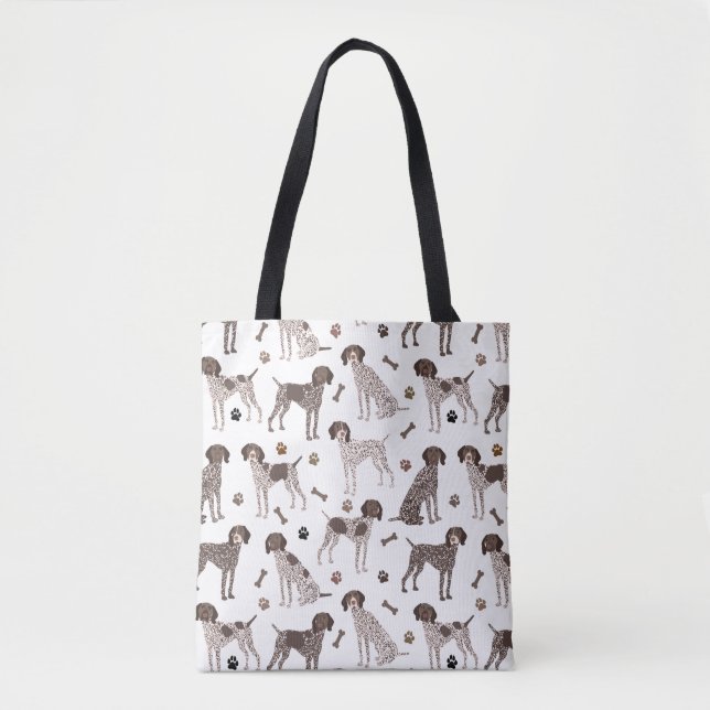 German Shorthaired Pointer Dog Bone and Paw Print  Tote Bag (Front)