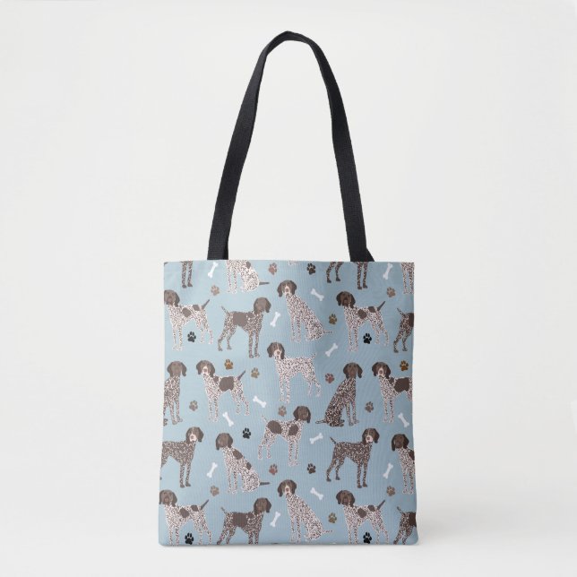 German Shorthaired Pointer Dog Bone and Paw Print  Tote Bag (Front)