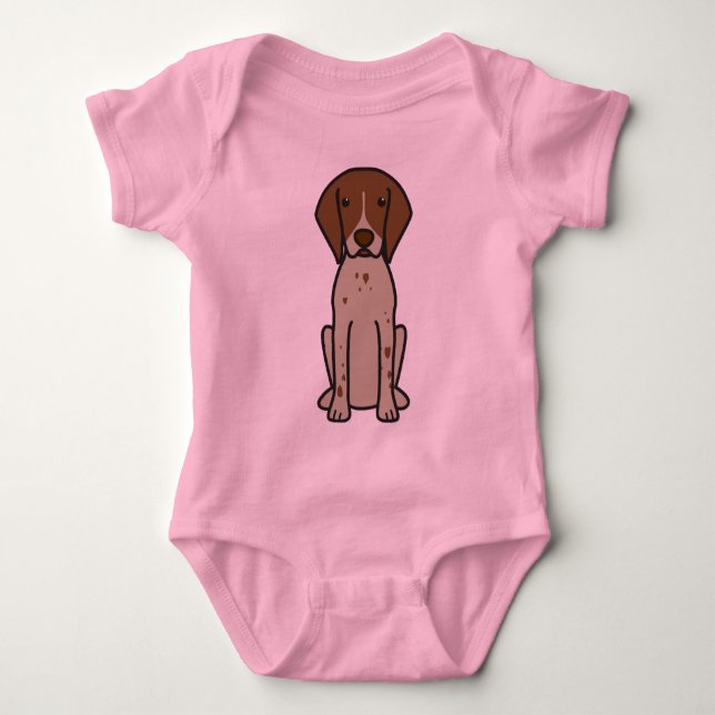 German Shorthaired Pointer Dog Cartoon Baby Bodysuit (Front)