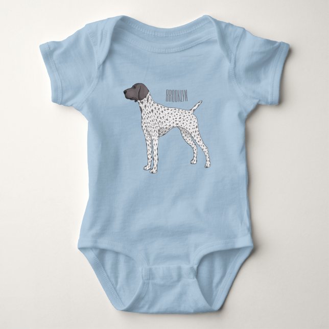 German Shorthaired Pointer dog cartoon Baby Bodysuit (Front)