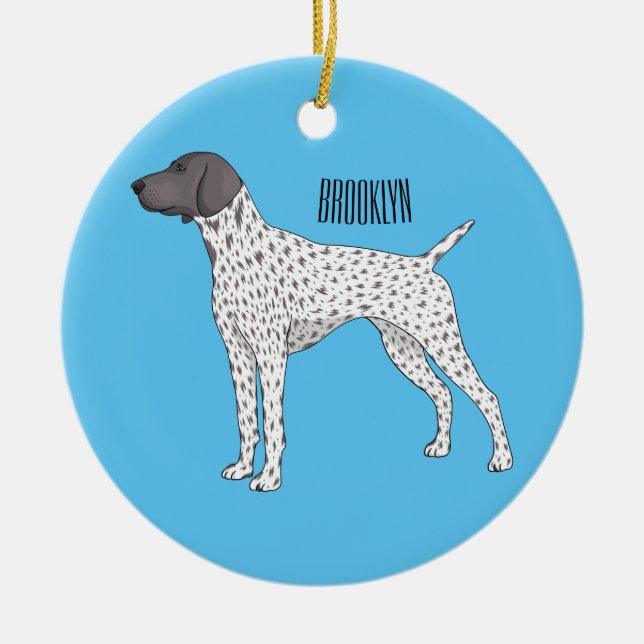 German Shorthaired Pointer dog cartoon Ceramic Tree Decoration (Front)