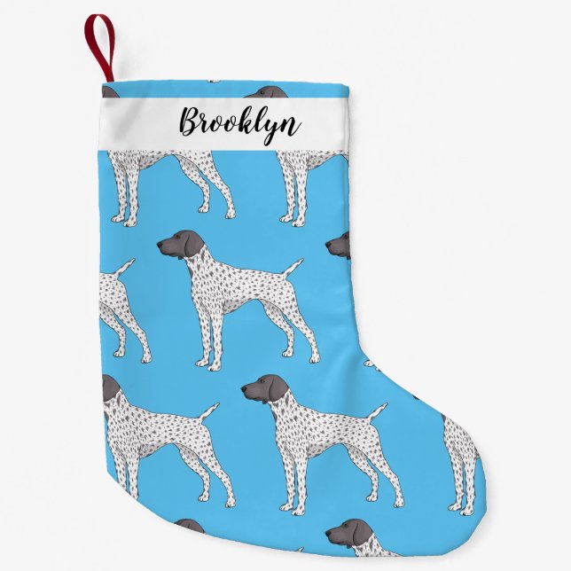 German Shorthaired Pointer dog cartoon Small Christmas Stocking (Front)