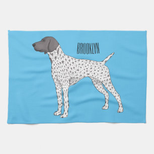 German Shorthaired Pointer dog cartoon Tea Towel