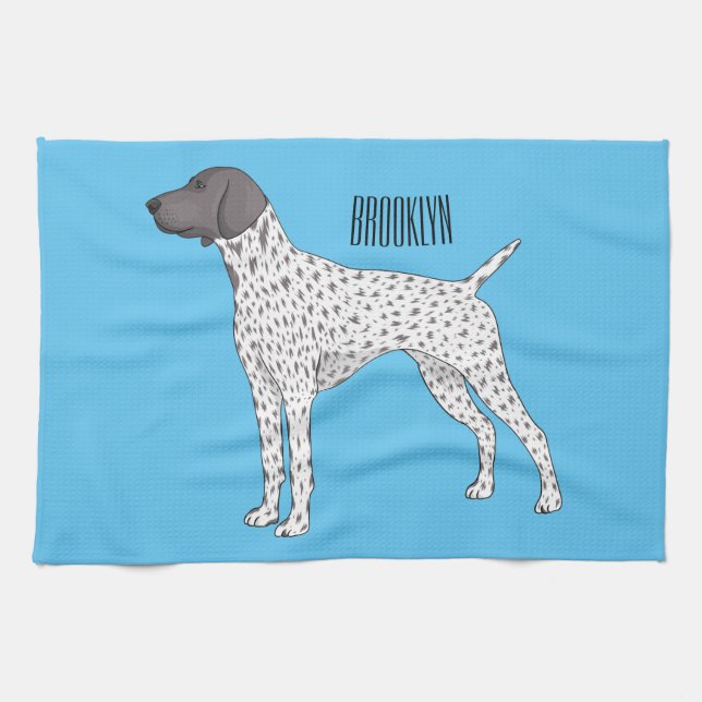 German Shorthaired Pointer dog cartoon Tea Towel (Horizontal)