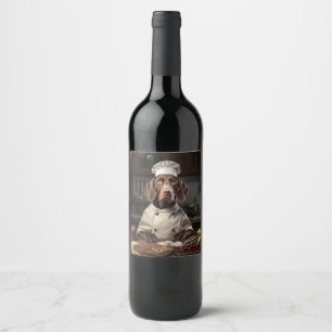 German Shorthaired Pointer Dog Chef Wine Label